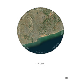 Affiche Accra – Poster vue satellite 6km Couleur | Gravura – Fond clair