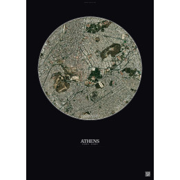 Athens Satellite View Poster 2.5km Color | Gravura – Dark background
