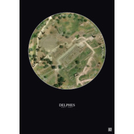 Delphes Satellite View Poster 0.1km Color | Gravura – Dark background