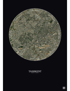 Affiche Tashkent – Poster vue satellite 10km Couleur | Gravura – Fond foncé