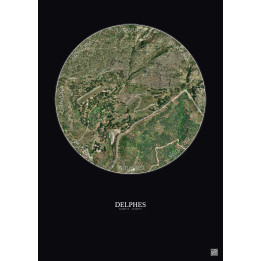 Delphes Satellite View Poster 0.5km Color | Gravura – Dark background