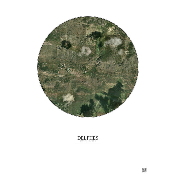 Delphes Satellite View Poster 2.5km Color | Gravura – Light background