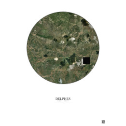 Affiche Delphes – Poster vue satellite 5km Couleur | Gravura – Fond clair