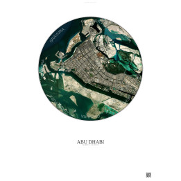 Affiche Abu Dhabi – Poster vue satellite 10km Couleur | Gravura – Fond clair