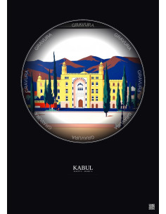 Kabul Vintage Travel Poster – National Museum Of Afghanistan | Gravura – Dark background