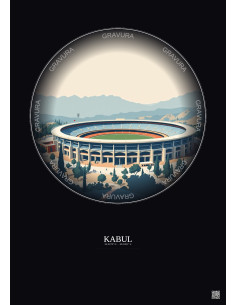 Kabul Vintage Travel Poster – Ghazi Stadium | Gravura – Dark background