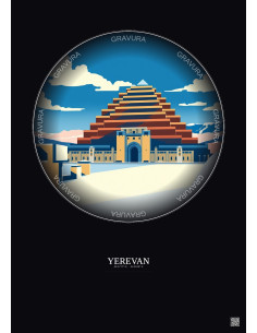 Yerevan Vintage Travel Poster – Matenadaran | Gravura – Dark background