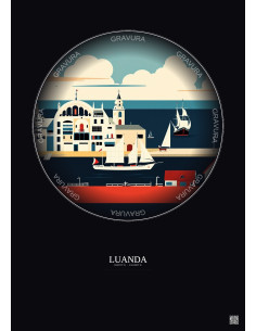 Luanda Vintage Travel Poster – Luanda | Gravura – Dark background