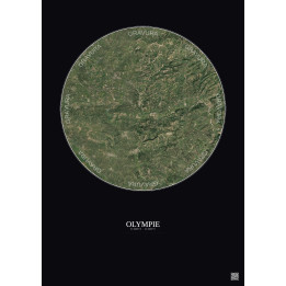 Olympie Satellite View Poster 10km Color | Gravura – Dark background