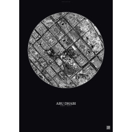 Affiche Abu Dhabi – Poster vue satellite 2.5km N&B | Gravura – Fond foncé
