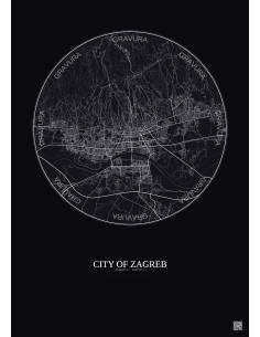 Affiche City Of Zagreb – Poster carte de ville 10km | Gravura – 