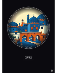 Dhaka Vintage Travel Poster – Dhaka | Gravura – Dark background