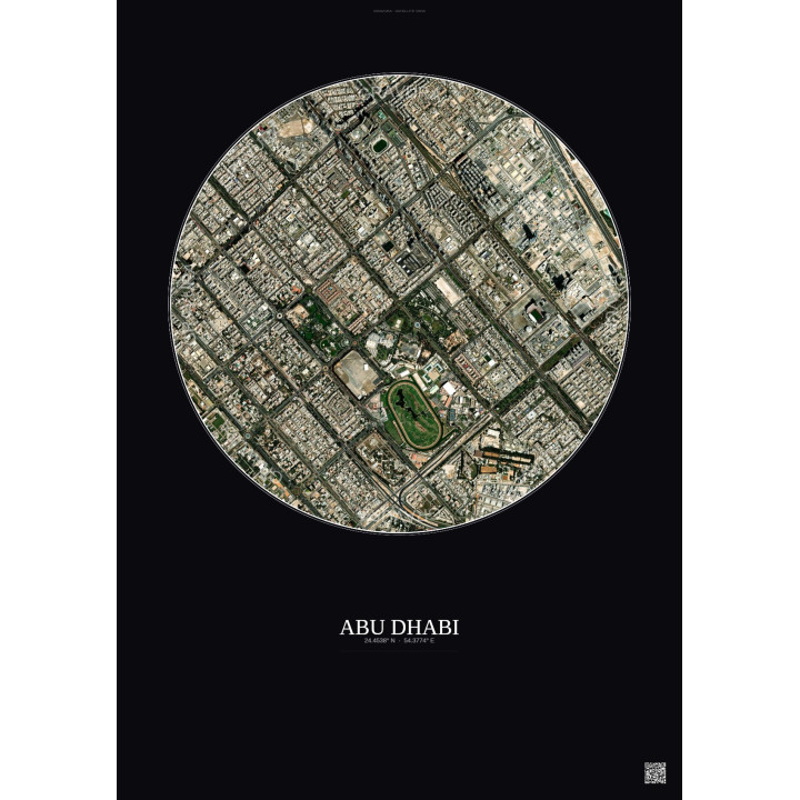Affiche Abu Dhabi – Poster vue satellite 2.5km Couleur | Gravura – Fond foncé