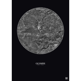 Affiche Olympie – Poster vue satellite 5km N&B | Gravura – Fond foncé