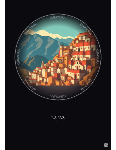Affiche La Paz – Poster illustration vintage – La Paz | Gravura – Fond foncé
