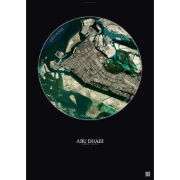 Affiche Abu Dhabi – Poster vue satellite 10km Couleur | Gravura – Fond foncé