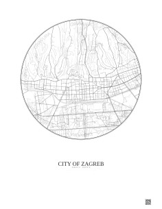 Affiche City Of Zagreb – Poster carte de ville 2.5km | Gravura –