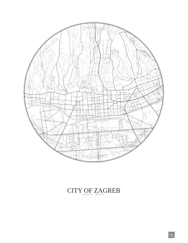 City Of Zagreb City Map Poster 2.5km | Gravura – Light background