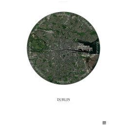 Affiche Dublin – Poster vue satellite 6km Couleur | Gravura – Fond clair