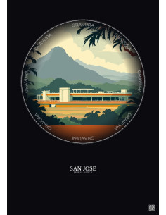 San Jose Vintage Travel Poster – Estadio Nacional De Costa Rica | Gravura – Dark background