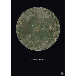 Affiche New Delhi – Poster vue satellite 6km Couleur | Gravura – Fond foncé