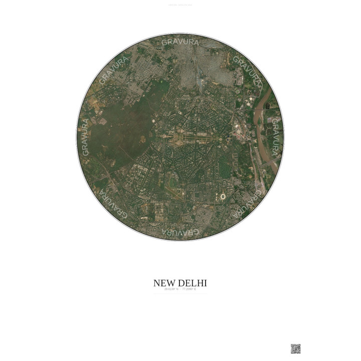 New Delhi Satellite View Poster 6km Color | Gravura – Light background