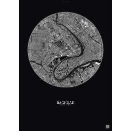 Baghdad Satellite View Poster 6km B&W | Gravura – Dark background