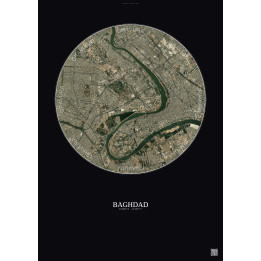 Affiche Baghdad – Poster vue satellite 6km Couleur | Gravura – Fond foncé