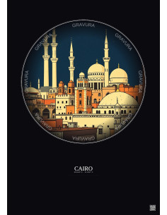 Affiche Cairo – Poster illustration vintage – Cairo | Gravura – Fond foncé