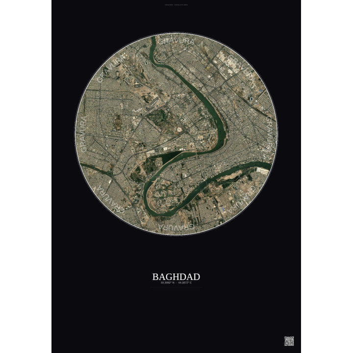 Baghdad Satellite View Poster 6km Color | Gravura – Dark background