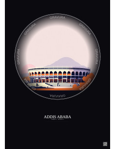 Affiche Addis Ababa – Poster illustration vintage – Addis Ababa Stadium | Gravura – Fond foncé