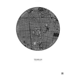 Affiche Tehran – Poster vue satellite 2.5km N&B | Gravura – Fond clair
