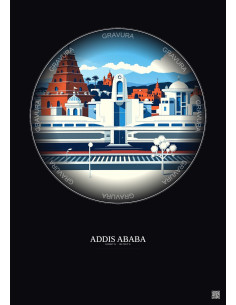 Affiche Addis Ababa – Poster illustration vintage – Addis Ababadjibouti Railway | Gravura – Fond foncé