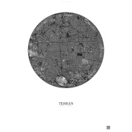 Tehran Satellite View Poster 6km B&W | Gravura – Light background