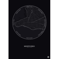 Affiche Montevideo – Poster carte de ville 2.5km | Gravura – Fond foncé