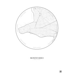 Affiche Montevideo – Poster carte de ville 2.5km | Gravura – Fond clair