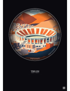 Tbilisi Vintage Travel Poster – Dinamo Arena | Gravura – Dark background