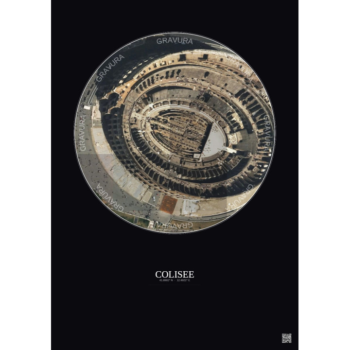 Affiche Colisee – Poster vue satellite 0.1km Couleur | Gravura – Fond foncé