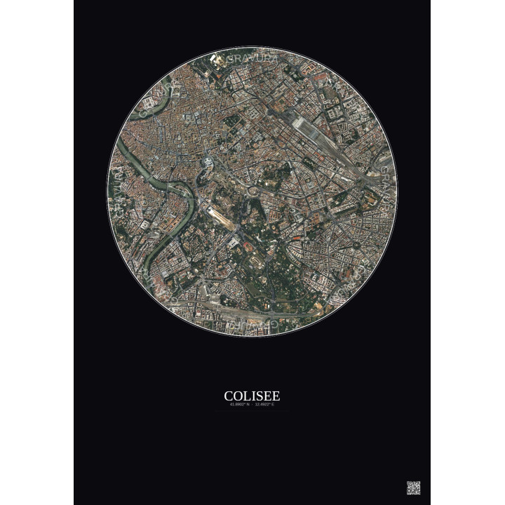 Colisee Satellite View Poster 2.5km Color | Gravura – Dark background