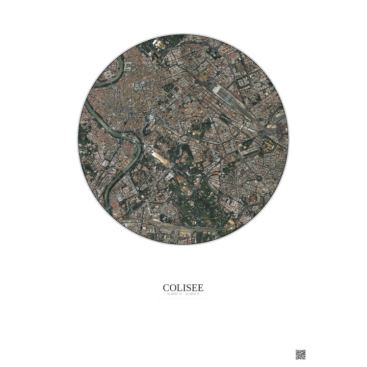 Affiche Colisee – Poster vue satellite 2.5km Couleur | Gravura – Fond clair