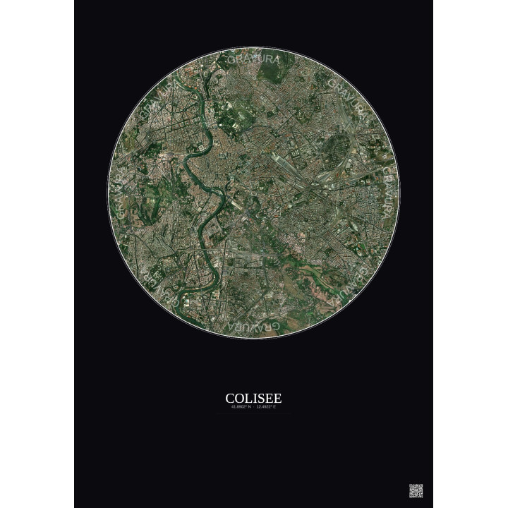 Affiche Colisee – Poster vue satellite 5km Couleur | Gravura – Fond foncé