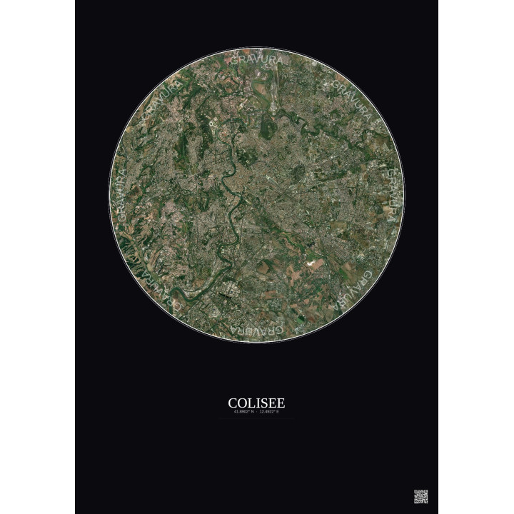 Affiche Colisee – Poster vue satellite 10km Couleur | Gravura – Fond foncé
