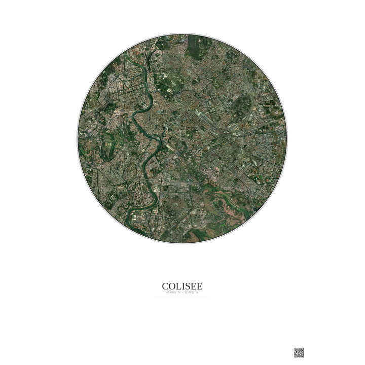 Colisee Satellite View Poster 5km Color | Gravura – Light background