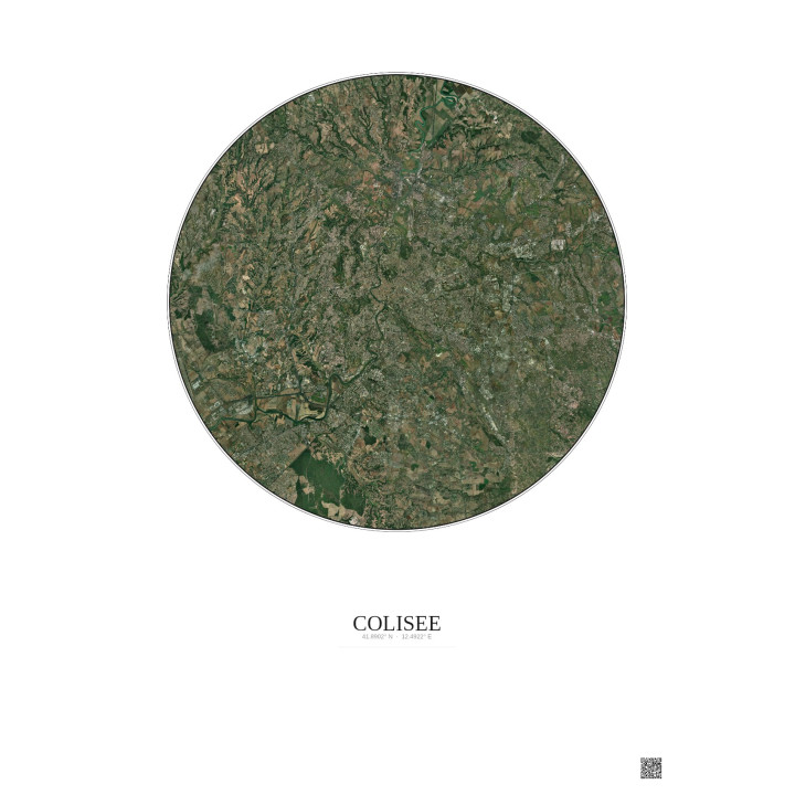 Affiche Colisee – Poster vue satellite 20km Couleur | Gravura – Fond clair