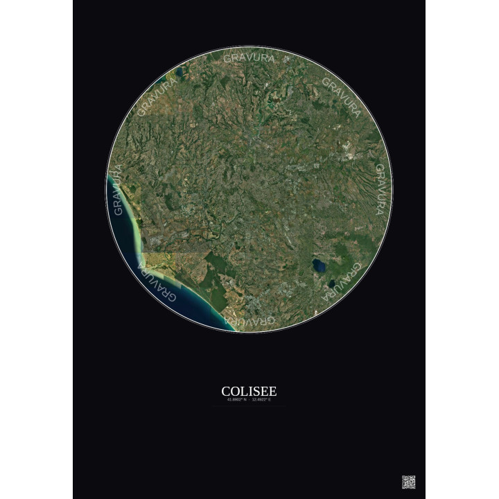 Colisee Satellite View Poster 30km Color | Gravura – Dark background