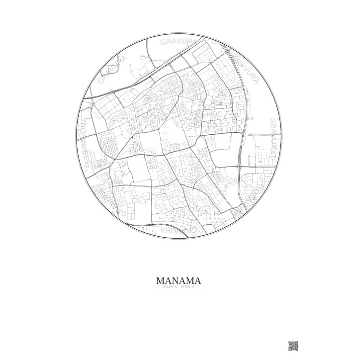 Affiche Manama – Poster carte de ville 2.5km | Gravura – Fond clair