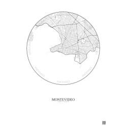 Affiche Montevideo – Poster carte de ville 6km | Gravura – Fond clair