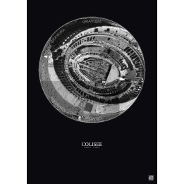 Colisee Satellite View Poster 0.1km B&W | Gravura – Dark background