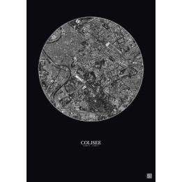 Affiche Colisee – Poster vue satellite 2.5km N&B | Gravura – Fond foncé