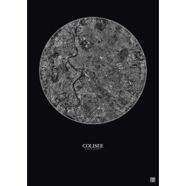 Colisee Satellite View Poster 5km B&W | Gravura – Dark background